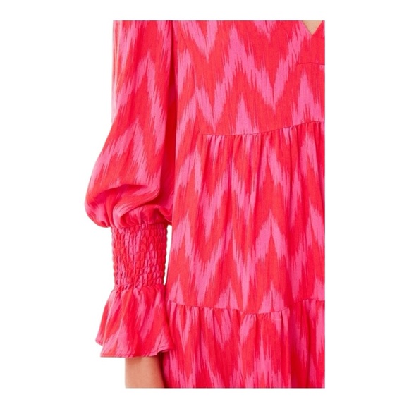 Tuckernuck Pomander Place Hot Pink Ikat Kenzo Dress Women’s Size XS Tiered - Picture 11 of 14